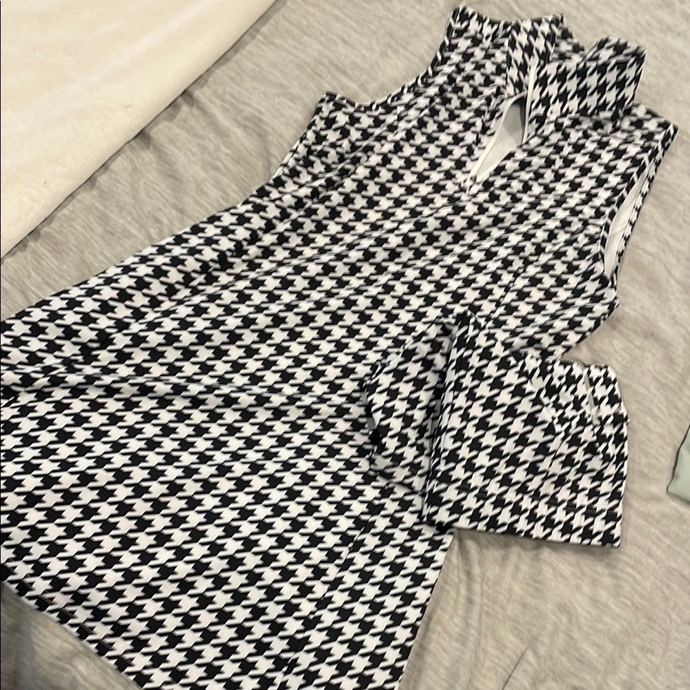 Black and White Houndstooth Golf/Tennis Dress with pockets and matching bloomers